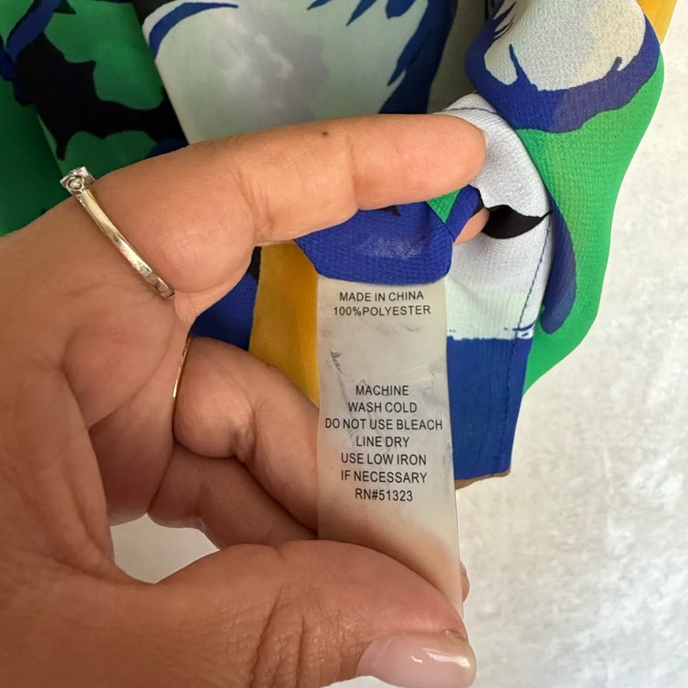 Chaus Blue and Gold Sleeveless Tank Top with Floral Design - Picture 3 of 4